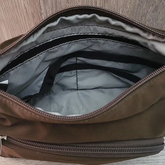🛍Ameribag Brown Small Nylon Multi Pocket Travel‎ Shoulder Bag - Picture 7 of 12